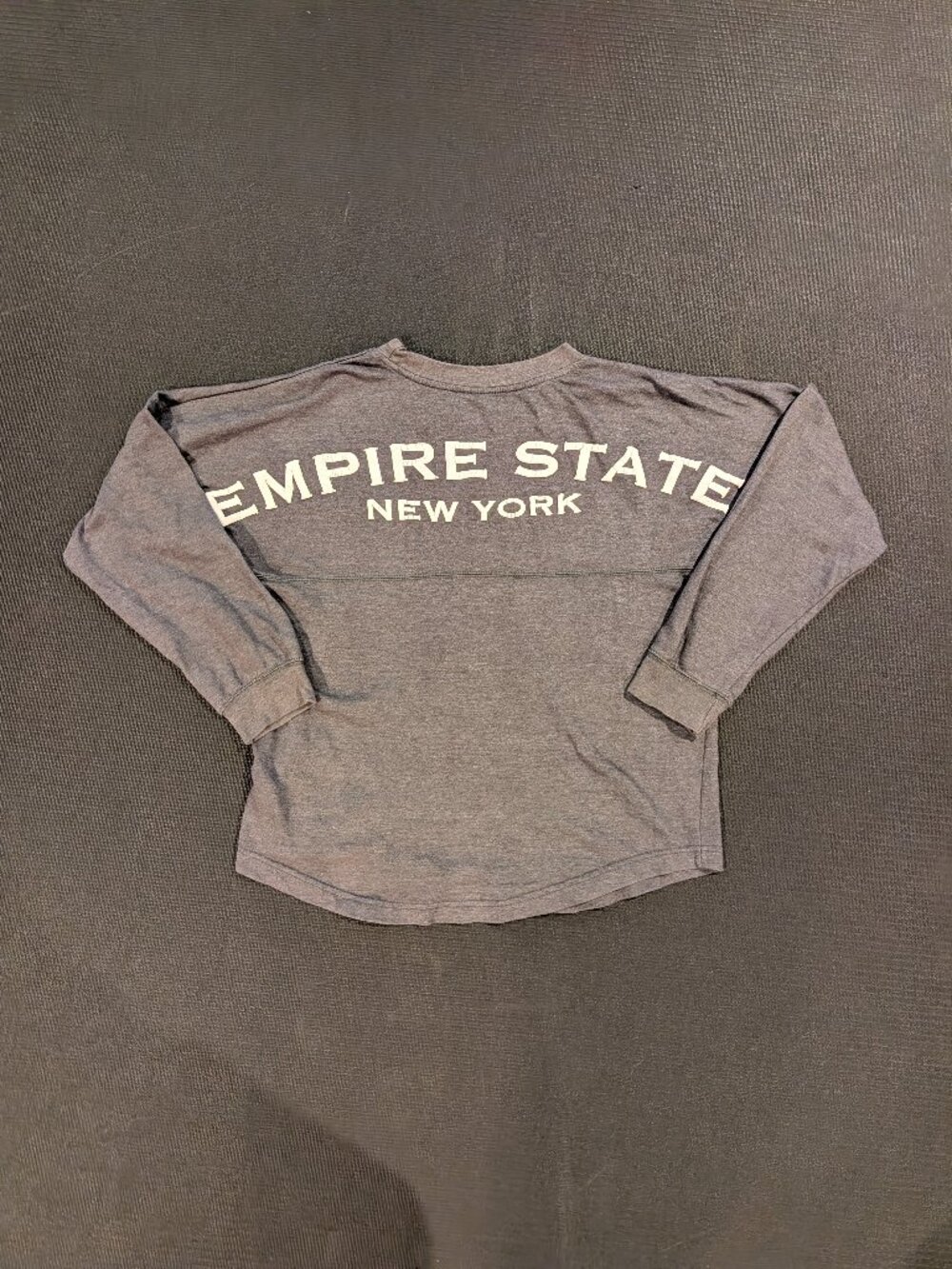 Empire State NYC Cropped Longsleeve Mens S Grey Y2K Grunge Streetwear Graphic T